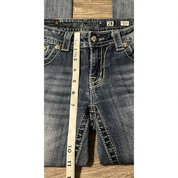 Miss Me Blue Boot Cut Jeans with Silver Embellishments - Picture 8 of 12